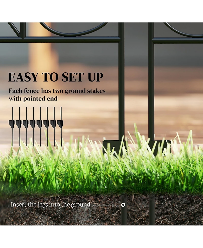 Outsunny Garden Fencing for Border Edging, Decor 11.5', 4 Pack, Round Vines