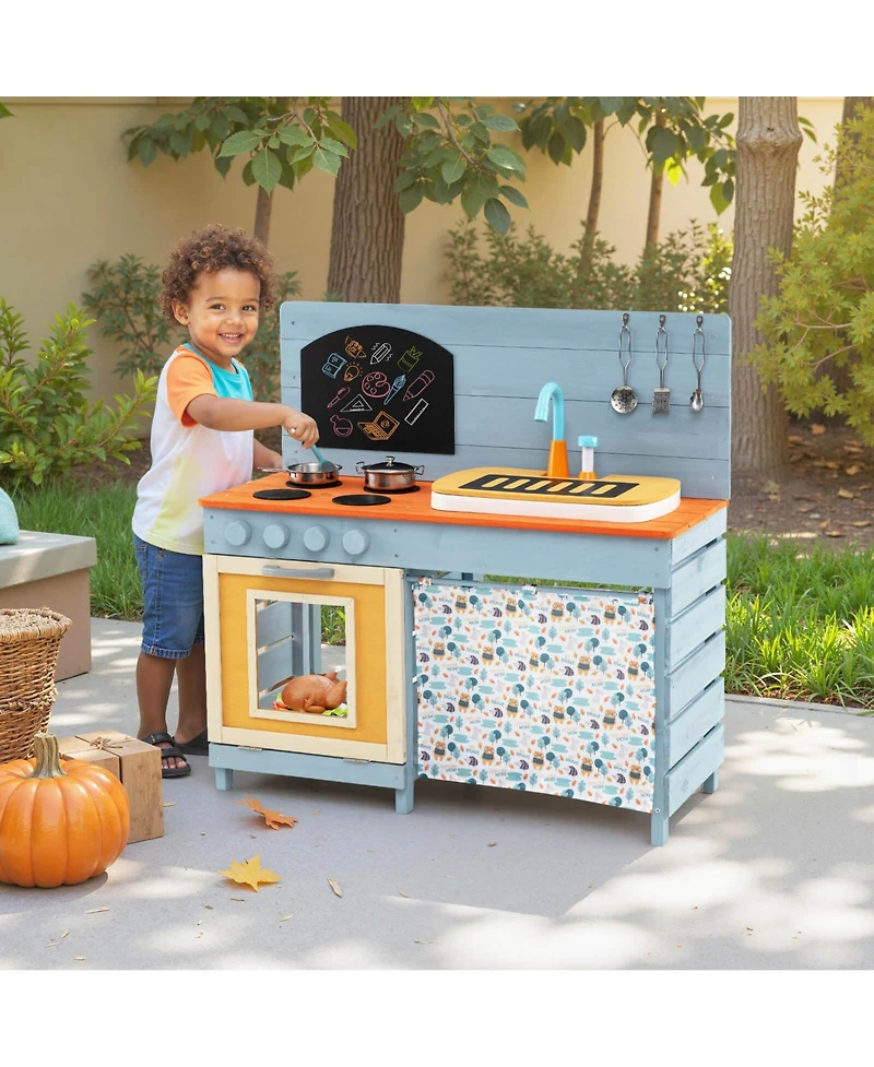 Costway Play Kitchen for Kids Wooden Toy Kitchen Playset with Removable Circulation Faucet