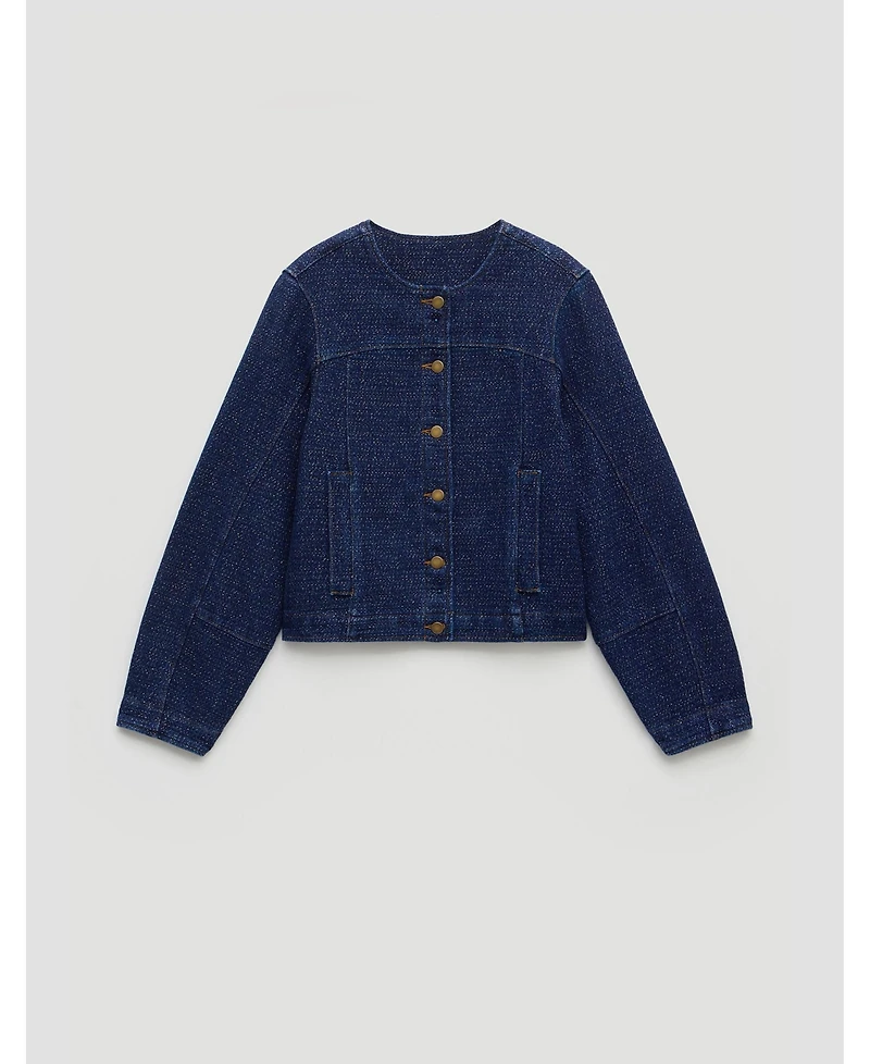 Hush Women's Collarless Lurex Denim Jacket