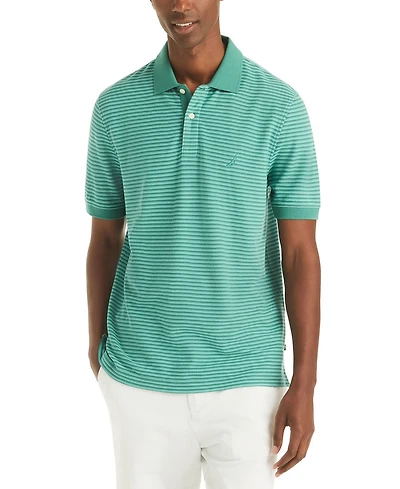Nautica Men's Striped Spread Collar Polo Shirt