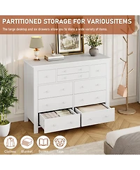 gaomon 10-Drawer White Dresser 47" Wide, Long Wooden Chest Storage Cabinet for Bedroom, Entryway, Living Room
