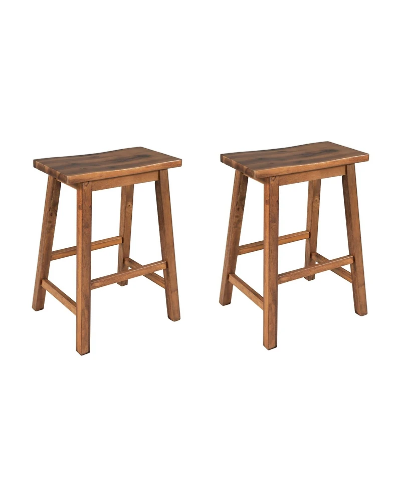 Streamdale Furniture Farmhouse Rustic 2-Piece Counter Height Wood Kitchen Dining Stools For Small Places