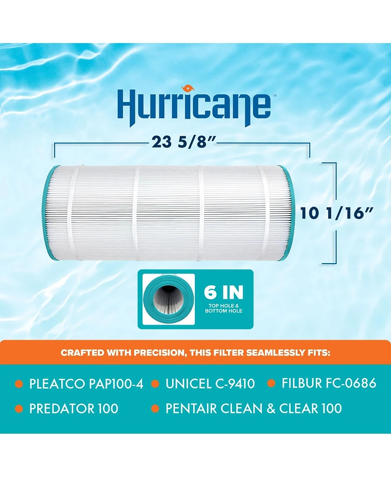 Hurricane HF9410-01 Advanced Pool and Spa Filter Cartridge Replacement, White