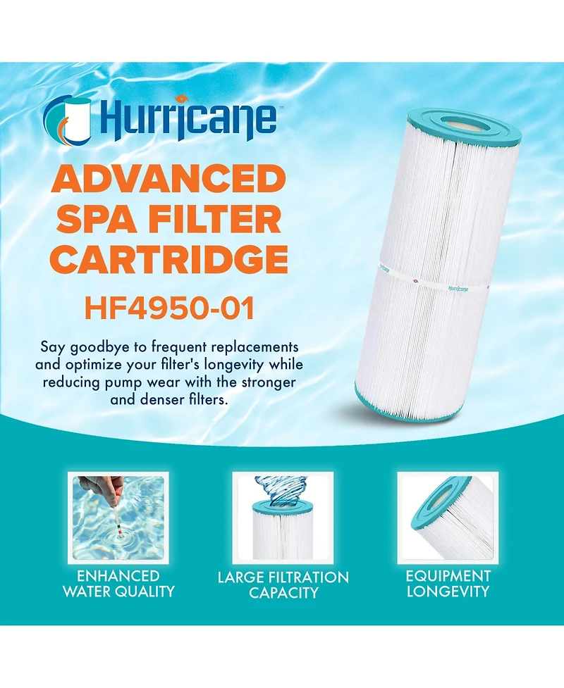 Hurricane HF4950-01 Advanced Pool and Spa Filter Cartridge Replacement, White