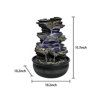 SunJet 15.7" Rock Cascading Tabletop Fountain, Zen Meditation Indoor Waterfall with Led Light for Home Office Bedroom Relaxation Decor