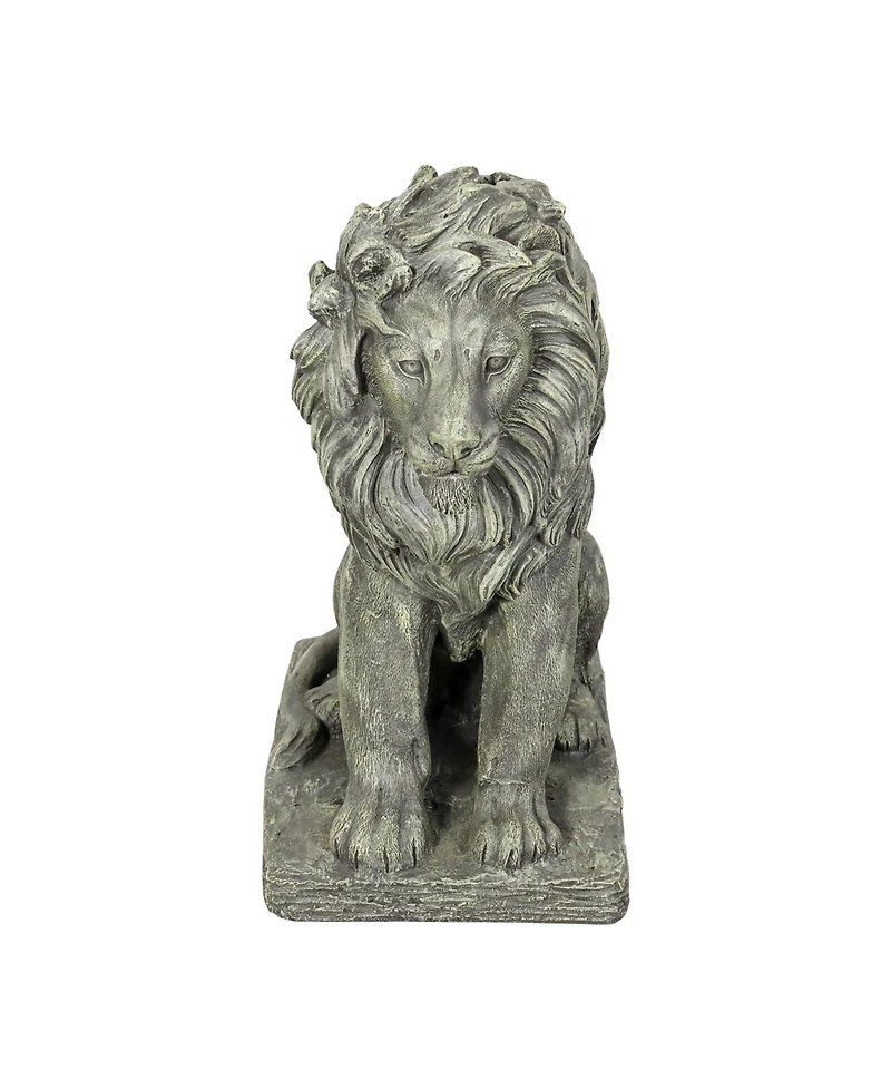 Sunjet Guardian Lion Statue – 22.8" H Concrete Seated Lion Sculpture for Outdoor Garden, Patio, Yard & Home Decor