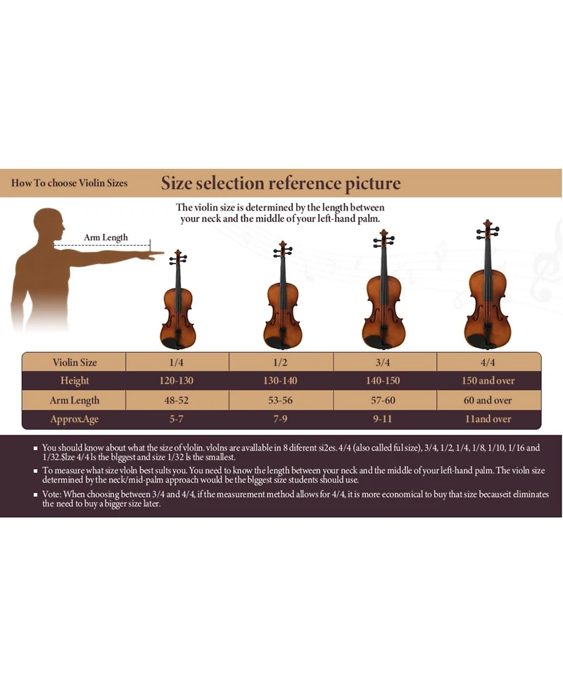 Yescom Beginner Violin Full Size 4/4 Solid Wood Full Set with Carry Case Mute Bow Shoulder Rest for Student Adults Starter Beautiful Butterfly