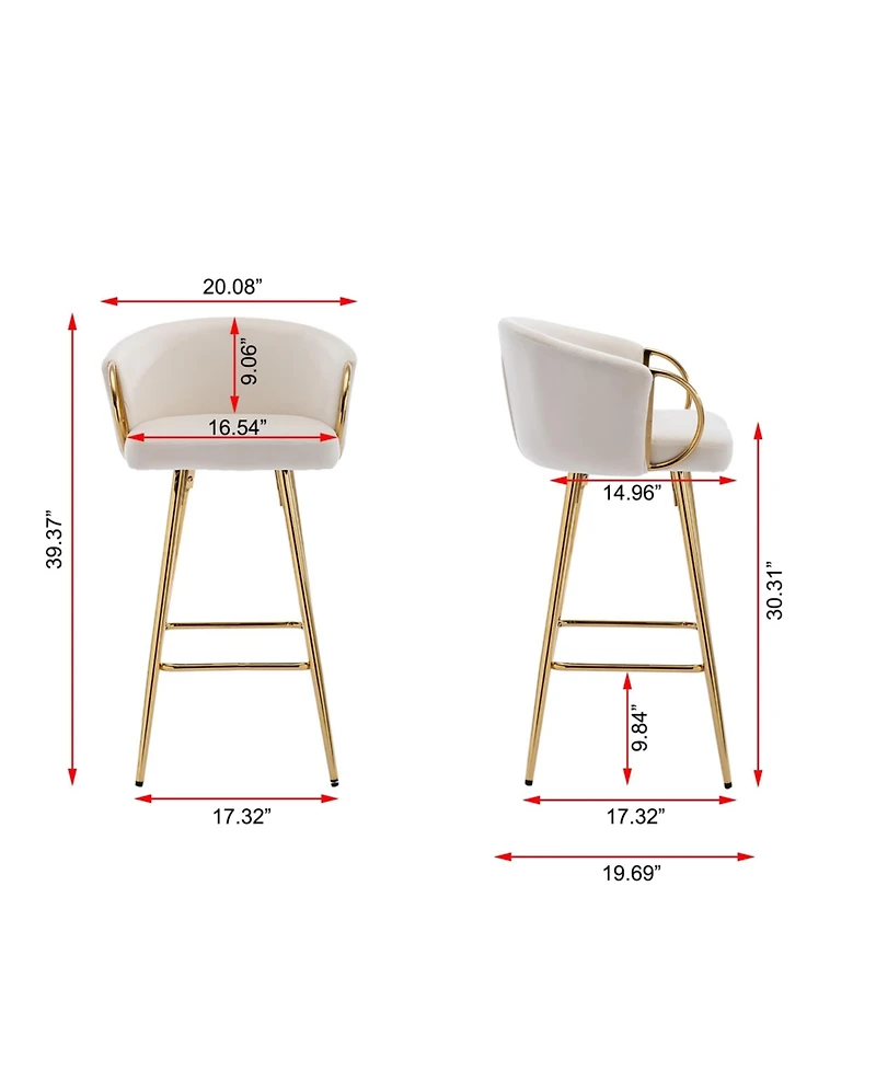 Streamdale Furniture 30 Inch Set of 2 Bar Stools Beige
