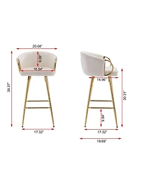 Streamdale Furniture 30 Inch Set of 2 Bar Stools Beige