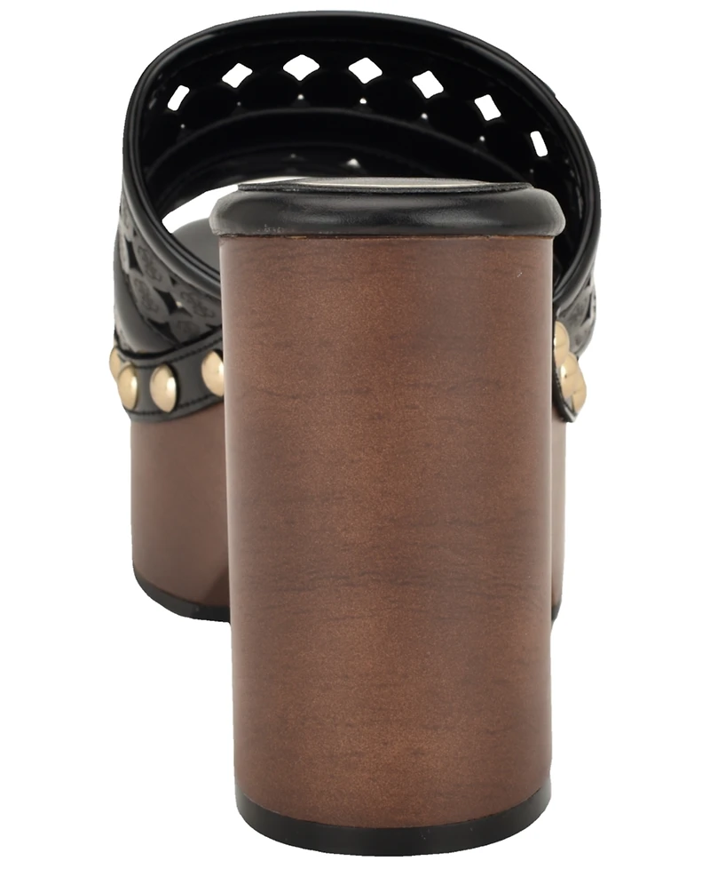 Guess Womens Quill Wooden Platform Dress Sandals