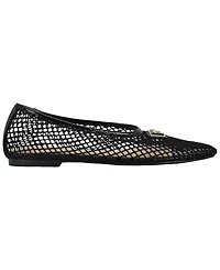 Guess Womens Aylora Triangle Logo Woven Mesh Ballet Flats
