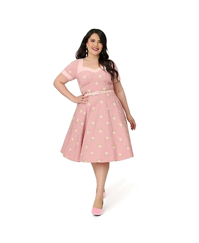 Unique Vintage Plus Size 1950s Sweetheart Neckline Swing Dress