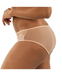 Parfait Women's Luxlacy Pretty Lace And Mesh Hipster Panty With Extended Cameo Rose