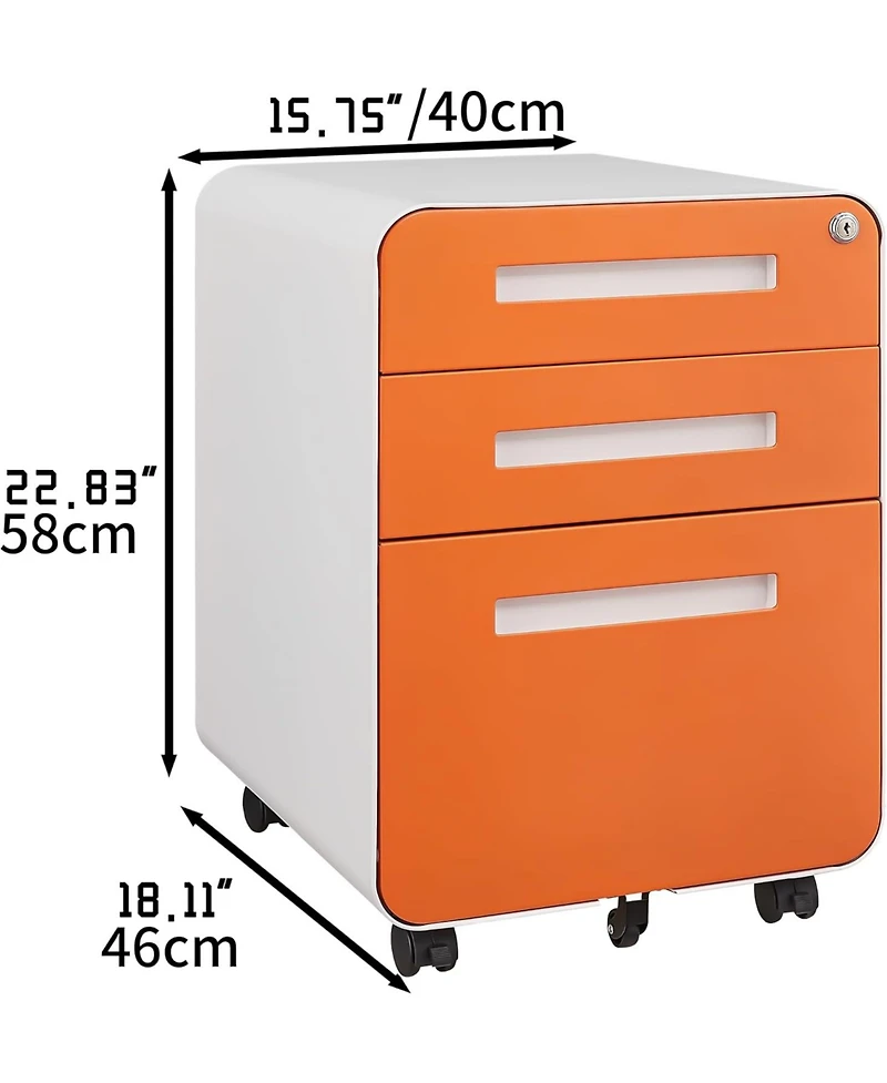 gaomon 3 Drawer Mobile File Cabinet with Lock, Under Desk Metal Filing Cabinet for Home Office