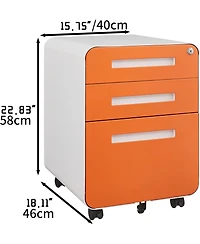 gaomon 3 Drawer Mobile File Cabinet with Lock, Under Desk Metal Filing Cabinet for Home Office