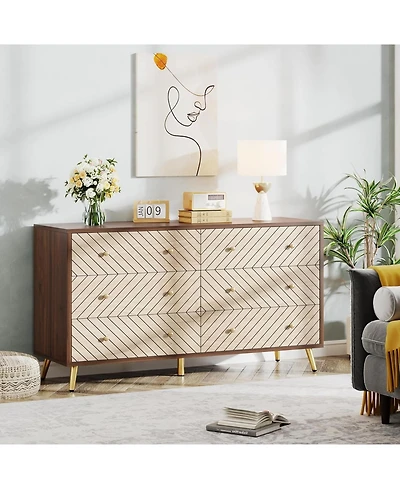 Tribesigns Wooden Drawer Organizer Cabinet Unit, with Solid Wood Legs