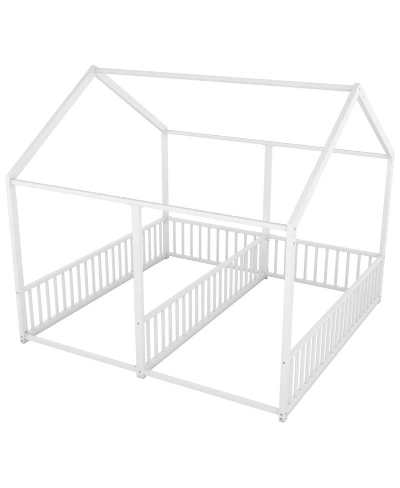 Boyel Living Metal Twin Size House Platform Beds, Two Shared Beds