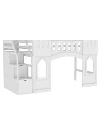 Boyel Living Twin Loft Bed with Storage Staircase and Window