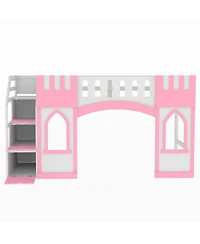 Boyel Living Twin Loft Bed with Storage Staircase and Window