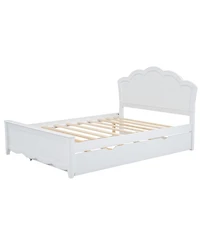 Boyel Living Full Size Wood Platform Bed with Headboard and Twin Size Trundle