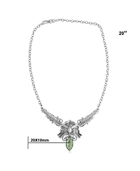 American West Jewelry Sterling Silver Serpentine Cactus Flower Marquise Feather Necklace, 20 Inches