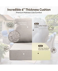 Gymojoy Crescent Swivel Glider Wicker Patio Conversation Set with Olefin 6 In. Thick Cushions/End Table (3-Piece)