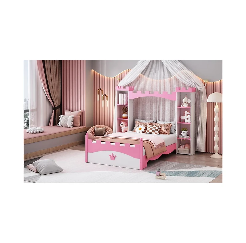 Streamdale Furniture Castle Twin Platform Bed for Kids with Storage