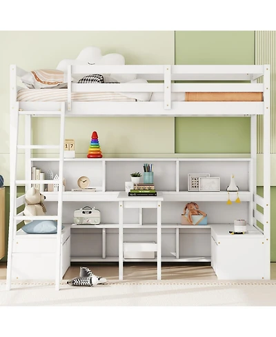 Streamdale Furniture Streamdale Twin Loft Bed with Storage and Desk