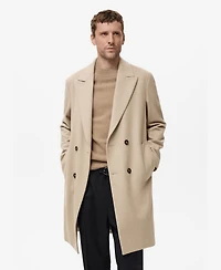 Mango Men's Long Double-Breasted Wool Coat