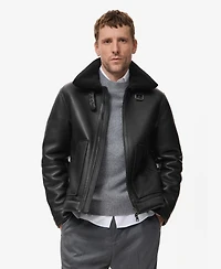 Mango Men's Faux-Leather Fleece Jacket