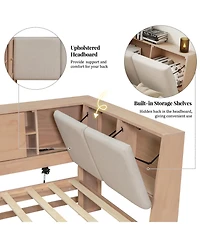 Streamdale Furniture Wooden L-Shaped Daybed with Storage, Bookcase & Usb