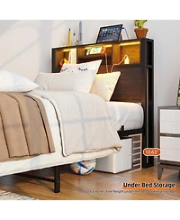 Streamdale Furniture Twin Storage Bed Frame with Headboard, Charging, and Bookcase