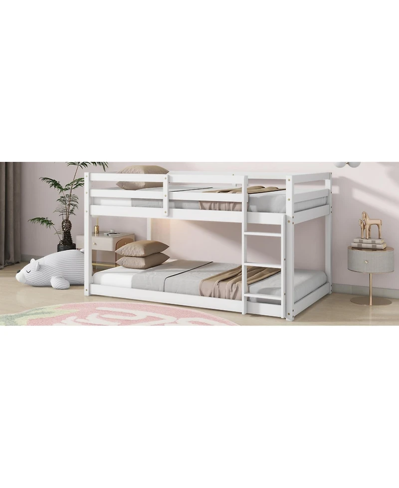 Streamdale Furniture Twin over Twin Loft Bed with Ladder and Reinforced Slats, White