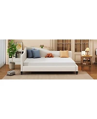 Streamdale Furniture Full L-Shaped Linen Daybed, with Solid Wood Legs