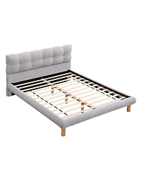 Streamdale Furniture Full Size Upholstered Platform Bed Frame with Cookie-Shaped Headboard, Easy Assembly, soft and comfortable