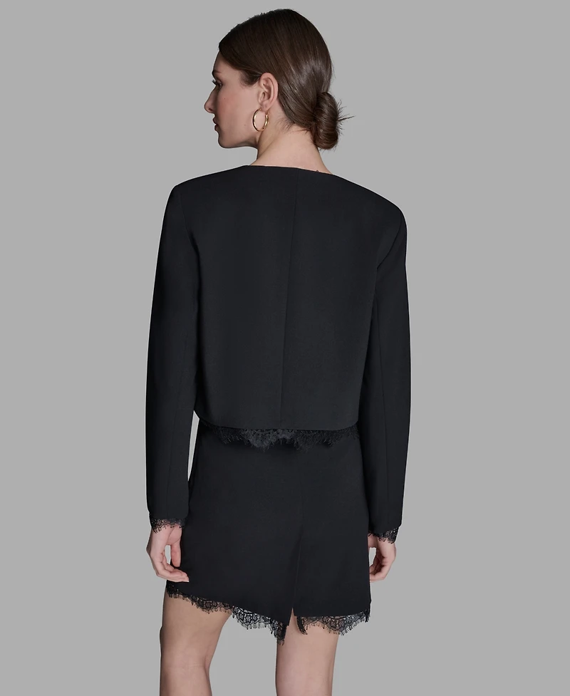 Bcbg Women's Padded Shoulder Open Front Jacket