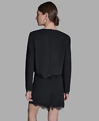 Bcbg Women's Padded Shoulder Open Front Jacket