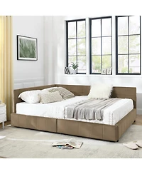 Streamdale Furniture Streamdale Queen Bed Frame with Upholstered Tufted Headboard and Armrests, Velvet