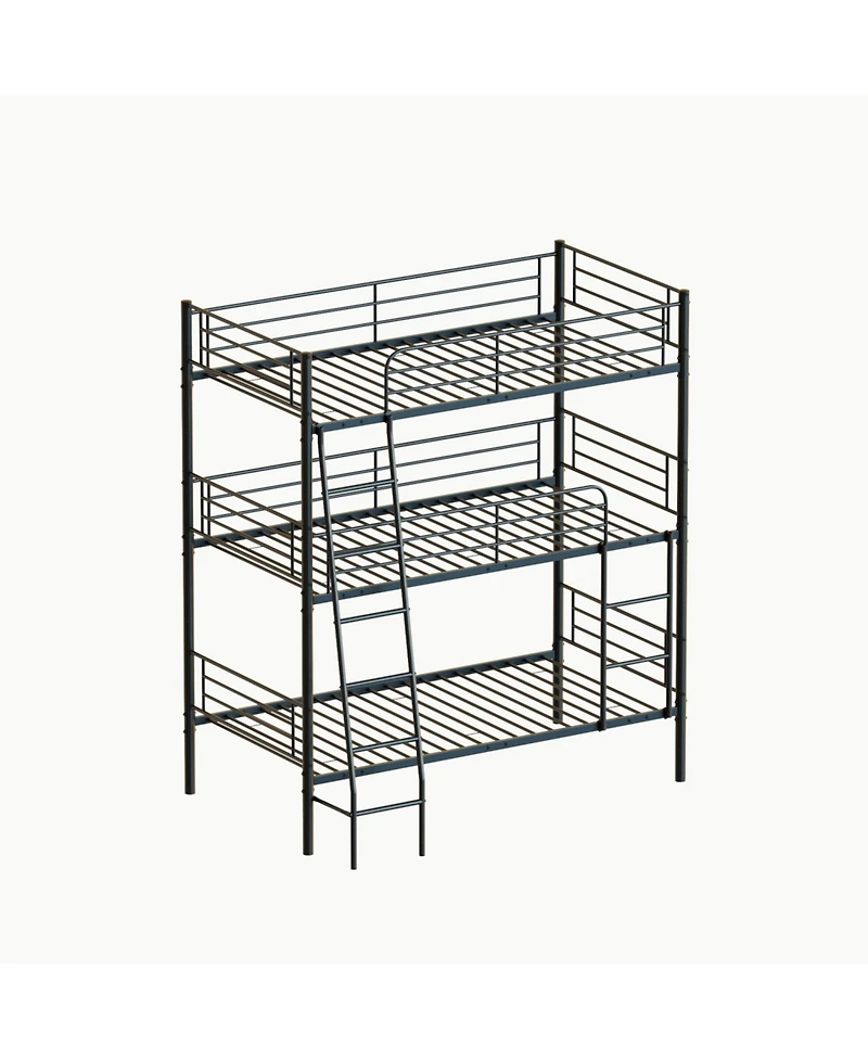 Streamdale Furniture Bedroom dormitory twin size metal triple bunk bed can be disassembled into three beds