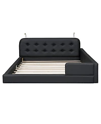 Streamdale Furniture Queen Upholstered Platform Bed with 2 Reading Lights