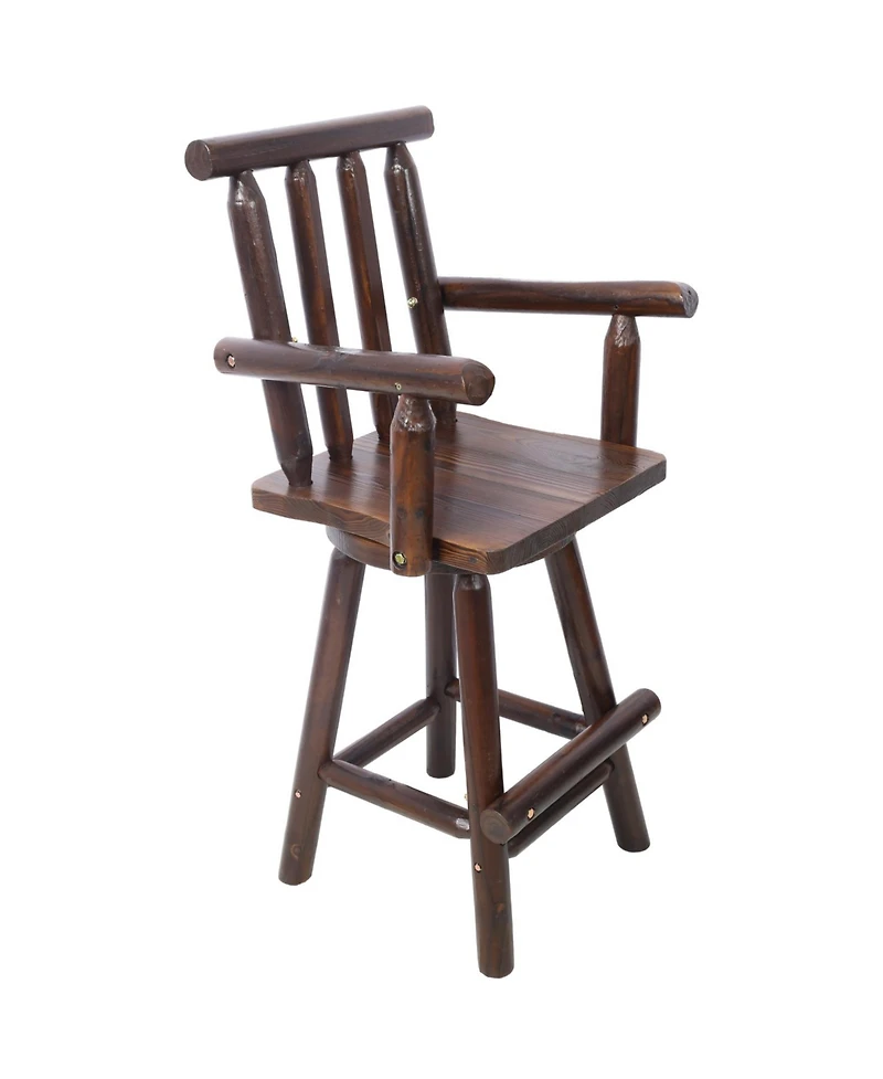 Streamdale Furniture Rustic Fir Wood Bar Stool with Footrest and Wide Armrests