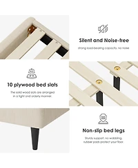 Streamdale Furniture Queen Size Bed Frame with Headboard Storage & Sturdy Metal Slats (No Box Spring)