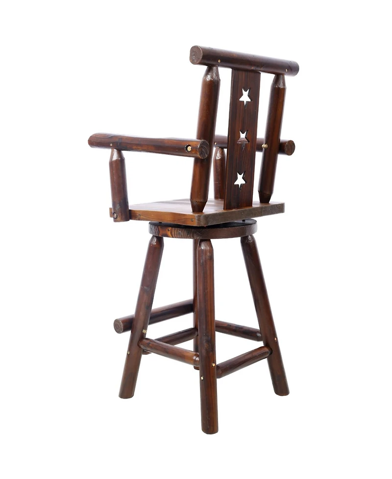 Streamdale Furniture Rustic Wood Bar Stool with Star Backrest