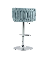 Streamdale Furniture 360 Woven Back Bar Stools, Set of 2, Adjustable Height, Silver Chrome