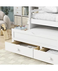 Streamdale Furniture Twin Pine Bed with Headboard, Footboard, Trundle & Storage Drawers