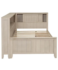 Streamdale Furniture Twin Size Wood Daybed with Storage Shelves and 3 Drawers, Antique