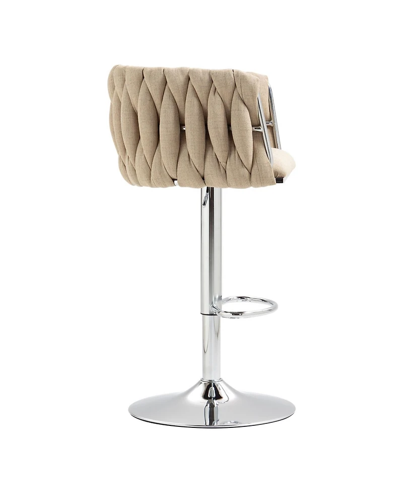 Streamdale Furniture 360 Fabric Swivel Counter Stools (Set of 2), Adjustable Height, Woven Back