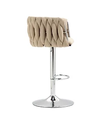 Streamdale Furniture 360 Fabric Swivel Counter Stools (Set of 2), Adjustable Height, Woven Back