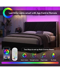 Streamdale Furniture Led Bed Frame Storage Drawers Wingback