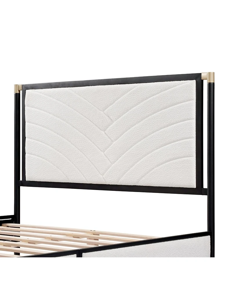 Streamdale Furniture Full size Bed with Boucle fabric Headboard Frame